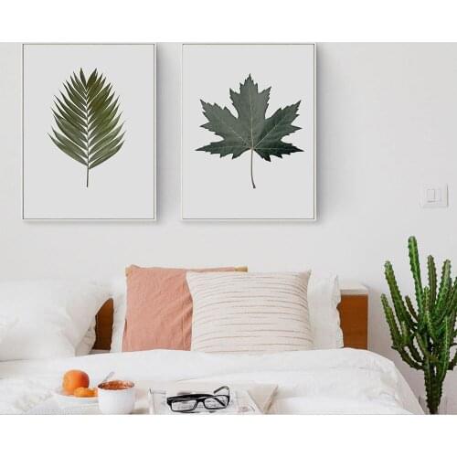 Tropical Plant Green Leaf Wall Art Canvas Poster Nordic Minimalist Print Painting Wall Picture for Living Room Home Decoration