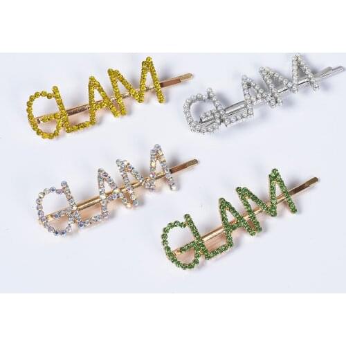 New Korea Fashion Letter Barrette Rhinestone Alloy Personality Word GLAM Hair Clips Hairclip Hair Accessories For Women