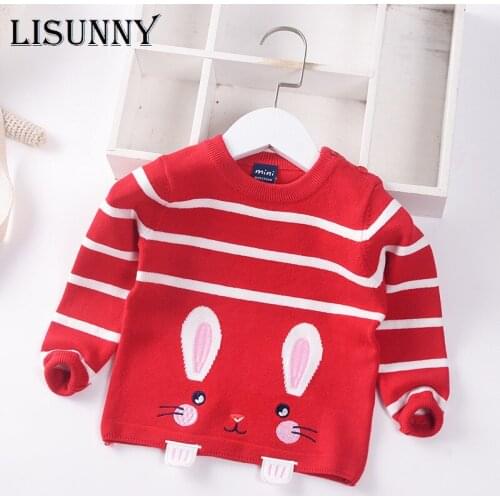 2021 Autumn Winter Childrens Jumper Clothing Kids Knitted Girls Sweaters Baby Pullover Fashion stripe Cartoon Toddler Clothes