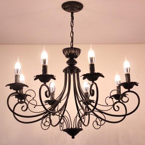 Nordic LivingRoom Chandelier Lighting Modern Household Lighting Personality Dining room black Chandelier Retro Candle Chandelier