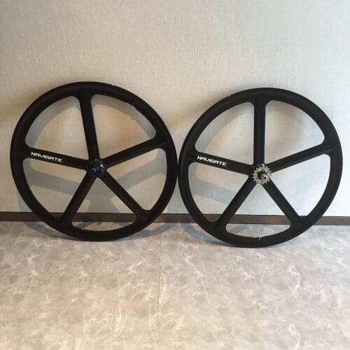 Magnesium Alloy Bike Wheel 700c Black Glossy Rim 5 Spokes Fixie Bicycle Mag Front Rear Wheel Mag Alloy Fixed Gear Bike Wheels