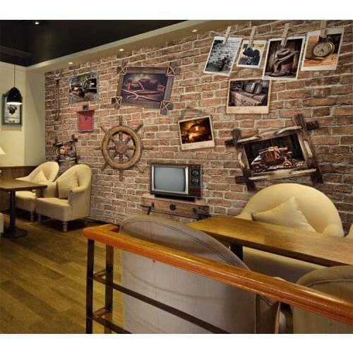 Vintage 8d Papel Murals 3d Bricks Wallpaper English Alphabets 3D Photo Mural Wall paper for Cafe Bar Background 3d Wall Murlas