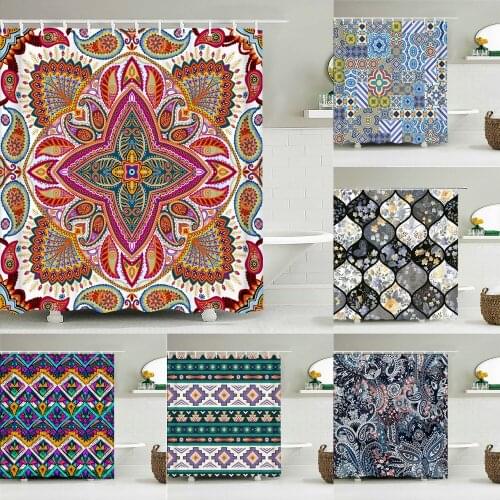 3D Printing Indian Boho Shower Curtain Bathroom Curtains With Hooks Bohemian Mandala Waterproof Fabric Bathtub Decor Screen