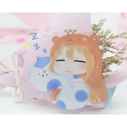 Japanese Anime Himouto! Umaru-chan Keychain Doma Umaru Kawaii Cartoon Printing Acrylic Key Chain Ring Otaku Gift Kawaii Trinkets
