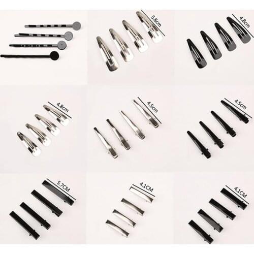 10PCS Girl Hair Clip Simple Creative Hair Barrette French Barrette Duckbill Clip DIY Black Flat Hair Clips BB Clip Handmade Tool