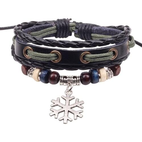 Gnova Fashion New Wax Ends Bracelet Women Men Alloy Snowflake Bracelet & Bangles Fashion For Women Men Gifts