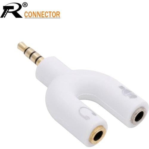 1PC Gold U Type Adapter Dual 3.5 MM Headphone Plug Audio Cables Splitter Microphone 2 in 1 Swivel Connector For earphone etc