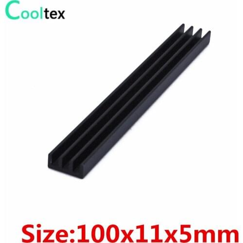 100pcs/lot) 100x11x5mm Aluminum heatsink radiator heat sink Black Anodized High Quality