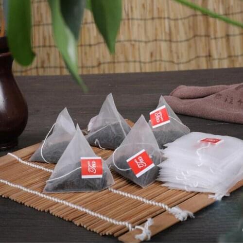 10000Pcs/Lot New Pyramid Nylon Tea Bags Empty Transparent Teabags With String Filter Tea Bag