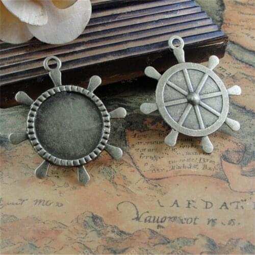 20pcs/lot Antique Bronze Rudder Cabochon Settings 30mm Inner Size Cabochon Base Jewelry Findings