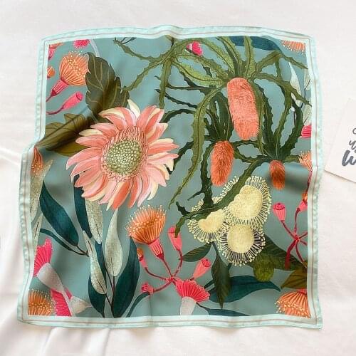 2021 Luxury Silk Head Scarf For Women Fashion Kerchief Print Hair Scarfs 55cm Square Headband Neck Scarves For Ladies Hijabs