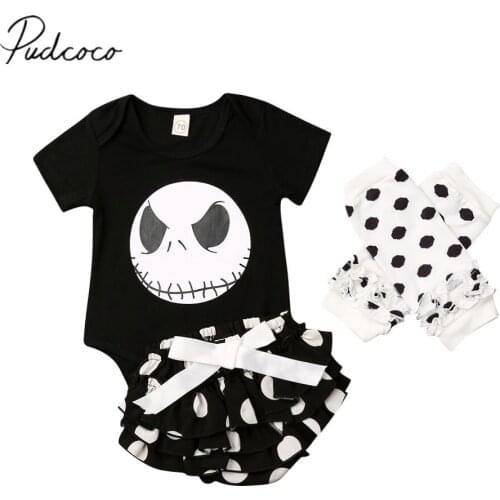 2019 Baby Summer Clothing Newborn Infant Baby Girl Halloween 3PCS Short Sleeve Romper Bodysuit Ruffle PP Shorts Pants Leggings