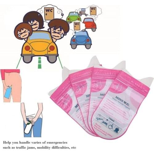 4PCS/Set Portable Disposable Urine Bags Pee Bags Emergency Car Toilet for Camping Travel Traffic Jam Inpatients Brief Relief Vom
