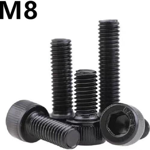 50PCS M8x10/12/14/16/18/20/25/30/80mm GB70.1 Black 304stainless steel Hex Socket Cap Head Screw Bolt Furniture Fastener DIN912