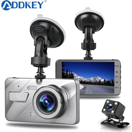 ADDKEY Dash Cam Dual Lens Car DVR Vehicle Camera Full HD 1080P 4" IPS Front+Rear Night Vision Video Recorder G-sensor dash cam