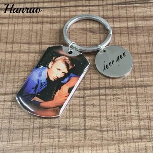 Personalized Custom Photo Keychain Engrave Picture Text Keyring Key Chain Anniversary Gift for Boyfriend Husband Birthday Gift