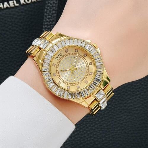 Fashion Women Watches Ladies Top Brand Luxury Stainless Steel Diamond-encrusted Sport Quartz Watch Women Gold Bracelet Watch