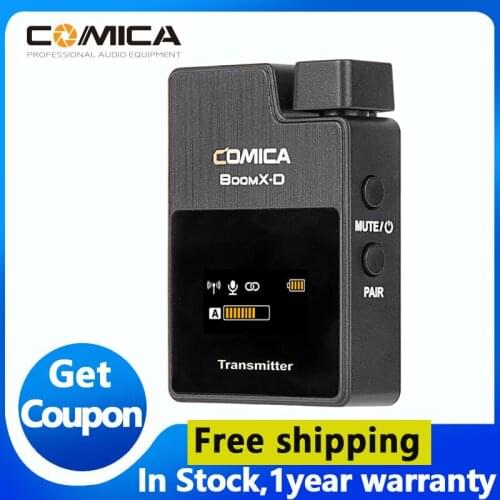 COMICA boomx-d TX 2.4G cyfrowy bezprzewodowy nadajnik System mikrofonowy klapa mikrofonu Lavalier dla smartfonów lustrzanki