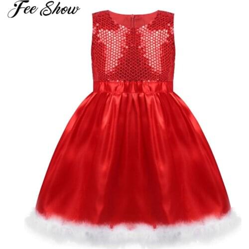 Kids Girls Sleeveless Sequin Princess Dress for Girl Xmas Cosplay Christmas 2020 New Years Costumes Childrens Party Dress