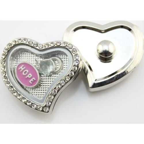 Diffuser Locket snap button heart magnetic Snap charms with rhinestone for 18mm snap necklace bracelet jewelry 5pcs