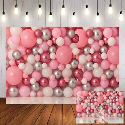 Mehofond Girl 1st Birthday Party Photography Pink Balloon Cake Smash Baby Shower Child Portrait Photo Backdrop Studio Photophone