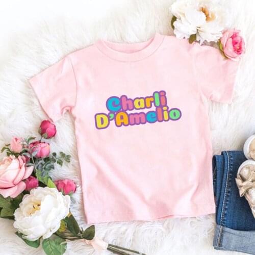 Harajuku Charli DAmelio T Shirt Summer Baby Girls Clothes Vogue Casual Graphic T-shirts Kids Women O-Neck Short Sleeves Tshirts