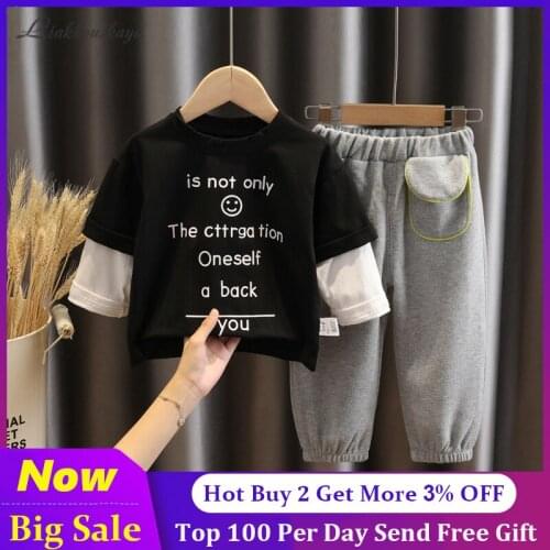 Fashion Children Clothes Spring Autumn Baby Girls Clothing Set Kids Boys Cotton Letter Hooded T-Shirt Pants Sets Casual Clothes