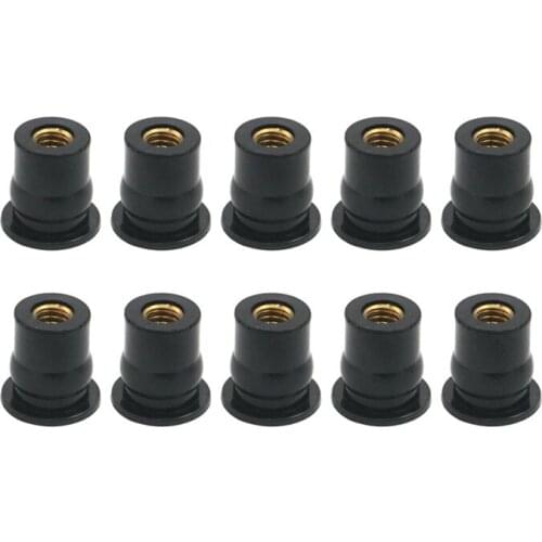 6mm 1/2" X 15 20 50 100pcs Rubber Well Nuts Windshield Fairing Cowl Wellnuts M6 Universal Windscreen Well Nut Screws Accessories