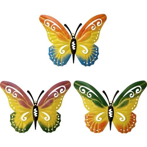 Garden Butterfly Art Outdoor Garden Backyard Metal Animal Decoration Gift Beautiful Painted 3d Bee Butterfly Decor Wall Art