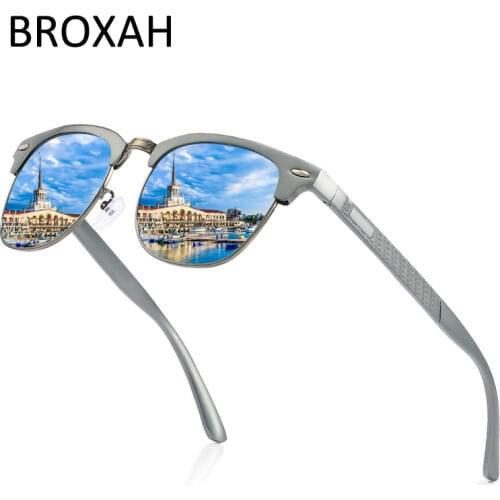 Polarized Sunglasses Men Women 2020 New Arrival Fashion Driving Glasses High Quality Aluminium Magnesium Semi Rimless Shades
