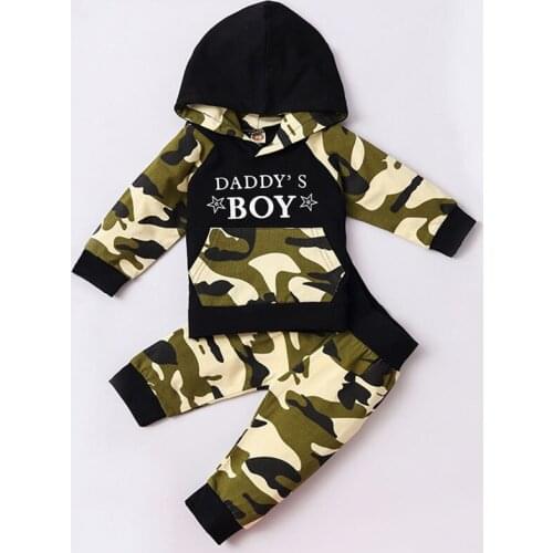 Baby Girls Clothes Sets 2Pcs Newborn Infant Autumn Outfit Fashion Camouflage Style Hoodie Pants Clothes Sets for 6-24M Baby Boys