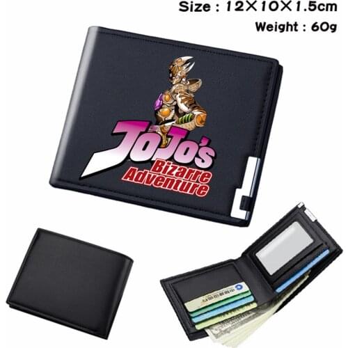 Anime JoJos Bizarre Adventure PU Student Wallet Casual Coin Pocket Bifold Photo Card Holder Leather Boys Girls Cartoon Purses