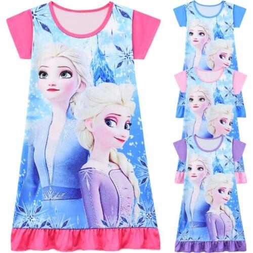 Disney Fashion Nightdress Cinderella Pattern Girls Nightgowns Children Party Dresses Sleepwear Pajamas Baby Girls Nightie Dress