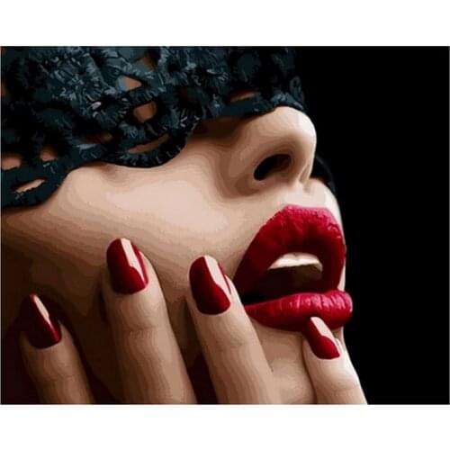 Unframe diy oil picture oil paintings by numbers figure painting paint by number for home decor 4050cm lady with mark