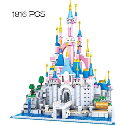 2021 new fairy tale powder castle street view building block bricks Diy build model puzzle assembly girl toy gift