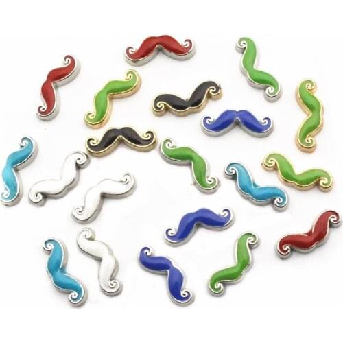 New Arrived10Pcs/Lot Mix Mustache Floating Charms Living Glass Memory Locket DIY Jewelry