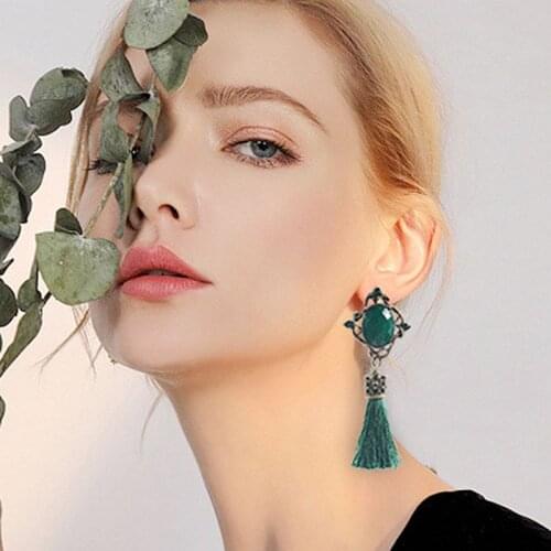 New retro alloy earrings, water drills, acrylic jewelry earrings, tassels jewelry wholesale