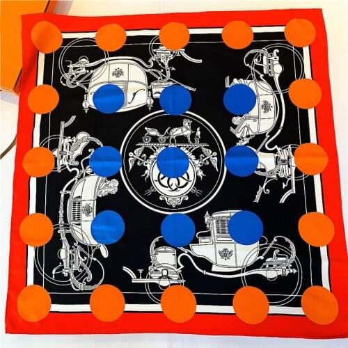 The new 90cm pure handmade curling polka dot royal carriage female twill square scarf shawl moda praia feminina Beach Towel