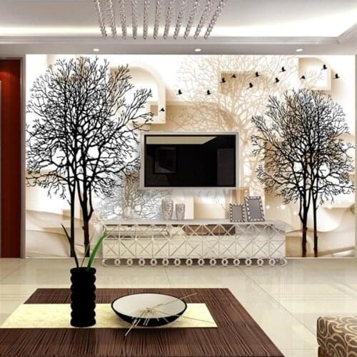 Beibehang Custom wallpaper 3d photo mural black and white tree artistic conception 3D living room bedroom restaurant wallpaper