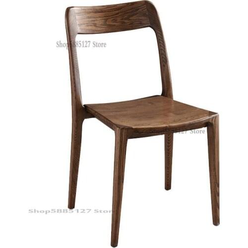 All Solid Wood Dining Chair Leisure Chair Simple Modern Dining Room Furniture Ash Computer Chair Stacking Chair Black Walnut