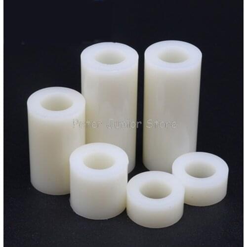 50Pcs White Nylon M3*2/3/4/5/6/8/10/12 ABS Non-Threaded Spacer OD 7mm Round Hollow Standoff Washer PCB Board Screw Bolt GMN