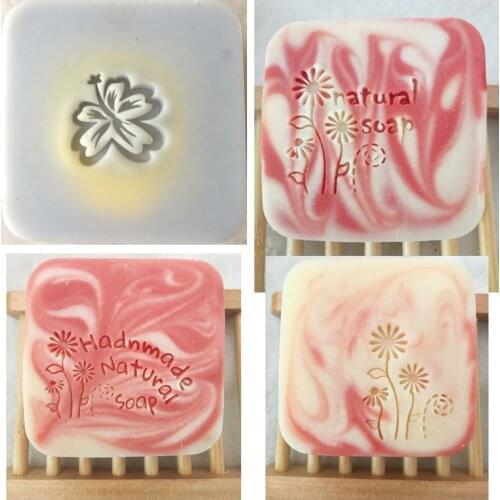 Flower Pattern Letter Transparent Handmade Soap Stamp Beautiful Plants Acrylic Soap Making Chapter Custom Stamps