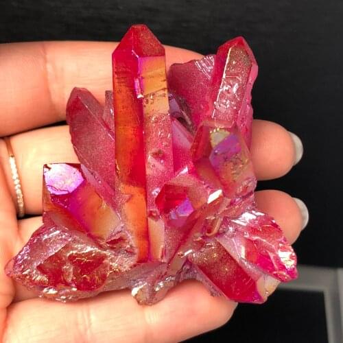 Rainbows aura quartz crystal titanium bismuth silicon cluster