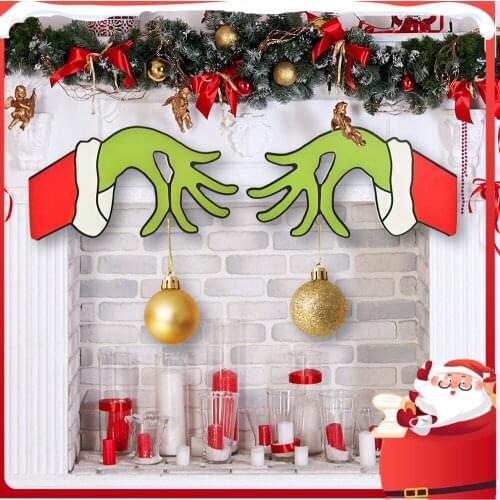 Christmas Thief Hand Cut Out Christmas Grinch Thief Hand Decorations Decal Wall Stickers Home Wall Decorations