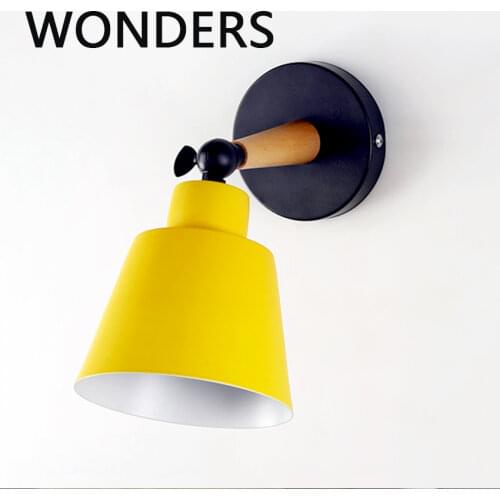 Nordic Fashion Macaron Color bedroom bedside LED wall lamp Practical wrought iron study living room rotatable wall light a бра