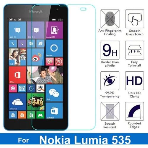 0.26mm Front LCD Explosion-proof Tempered Glass Film For Microsoft Nokia Lumia 535 Dual Screen Protector guard pelicula de vidro