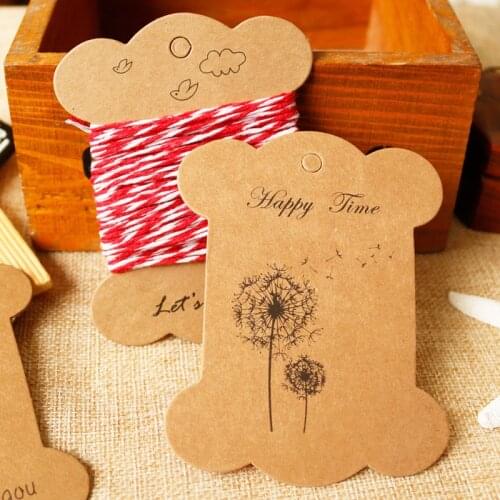 50pcs Thicken Paper Bookmark Retro Kraft Paper Gift Tag Large Size Kraft Handmade DIY Bobbine Spool Office Supplies