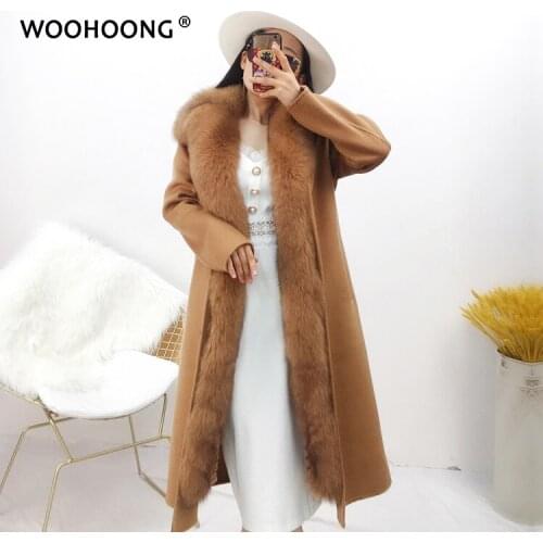 New Winter Products Real Fur Coat Woolen Coat Fox Fur Collar Rex Rabbit Fur Liner Detachable Two-piece Suit Cashmere Coat