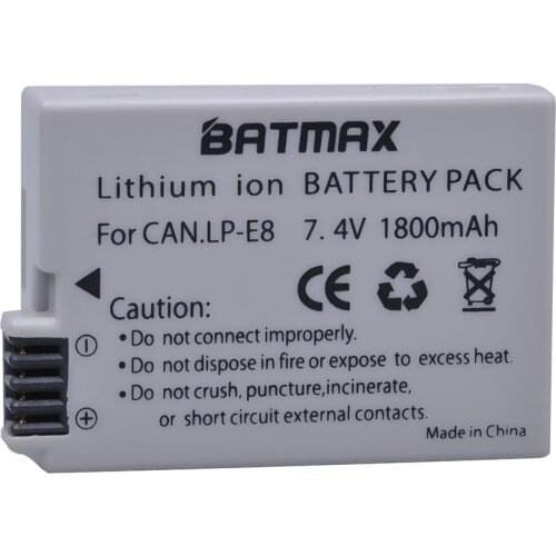 1Pc 1800mAh LP-E8 LP E8 LPE8 Li-ion Camera Battery for Canon 550D 600D 650D 700D X4 X5 X6i X7i T2i T3i T4i T5i DSLR Camera