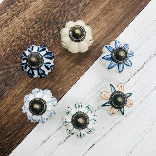 10Pcs Modern Furniture Handles Kitchen Cabinet Cute Lattern Look Pulls Handles knobs China Ceramic Handles For Furniture